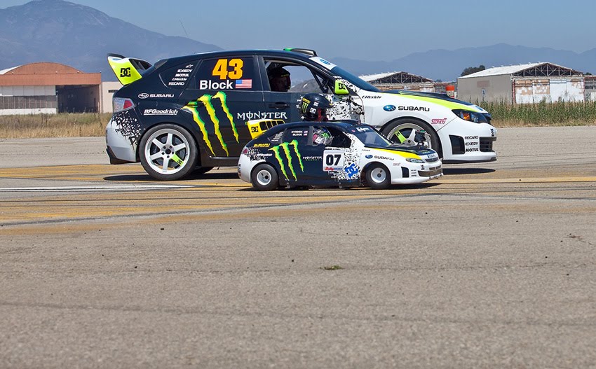  course sidebyside Block in his highpowered Subaru Impreza WRX STI 